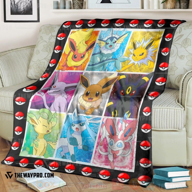 TOP Pokemon Anime Eevee Evolution Cute Soft Blanket 9