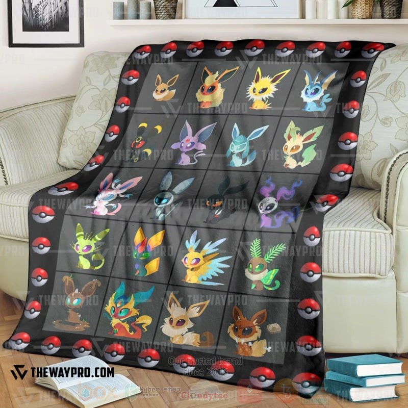 TOP Pokemon Anime Eevee Evolution Form Soft Blanket 8