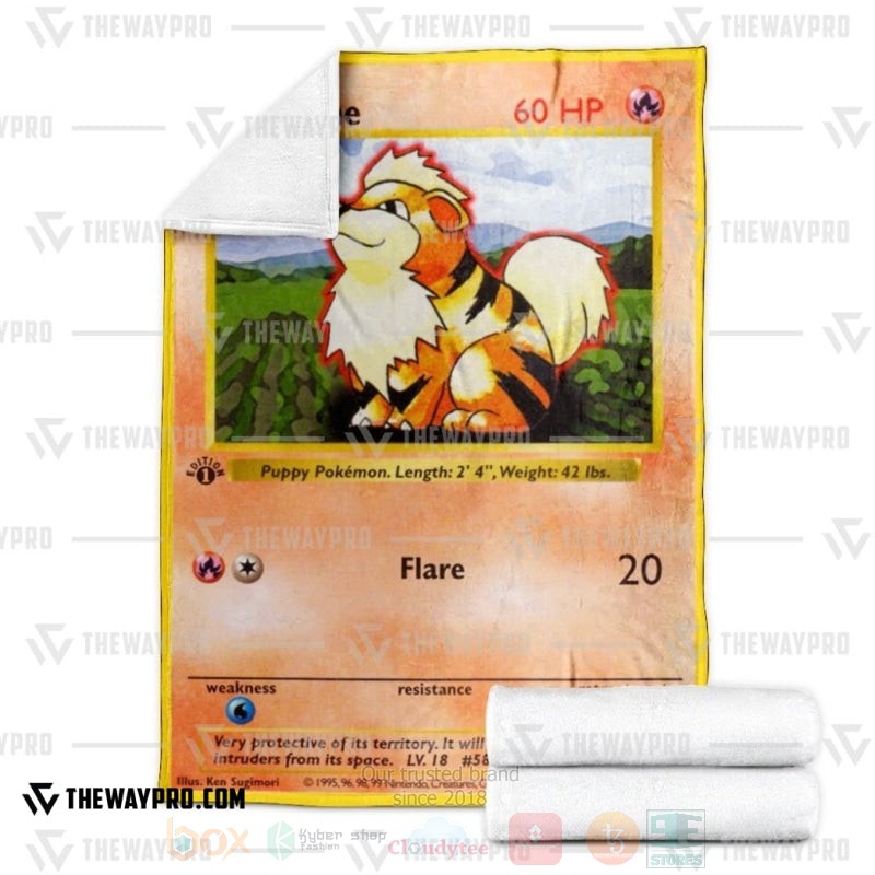 TOP Pokemon Anime Growlithe 1st Edition Soft Blanket 3 TOP Pokemon Anime Growlithe 1st Edition Soft Blanket - Image 3