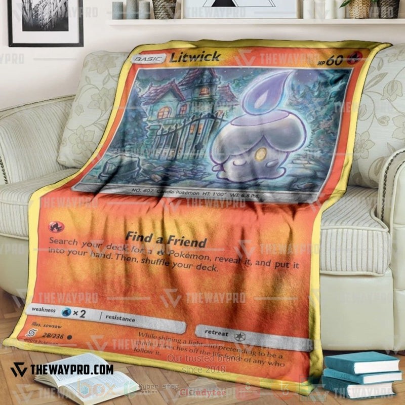 TOP Pokemon Anime Litwick Unified Minds Soft Blanket 7