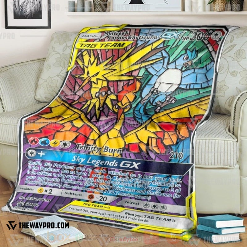TOP Pokemon Anime Moltres and Zapdos and Articuno-GX Soft Blanket 6