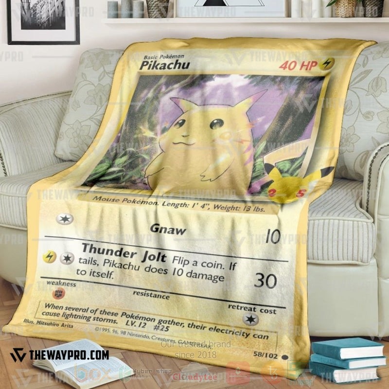 TOP Pokemon Anime Pikachu Card Soft Blanket 6