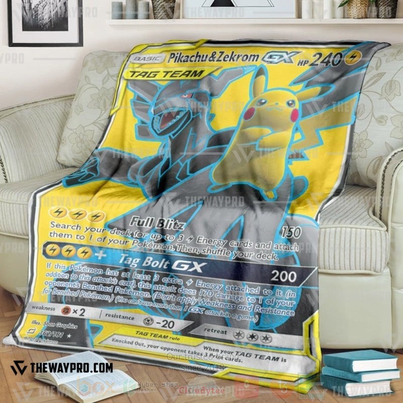 TOP Pokemon Anime Pikachu and Zekrom-GX Soft Blanket 6