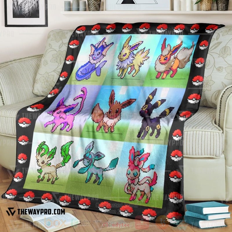 TOP Pokemon Anime Pixel Eevee Soft Blanket 8