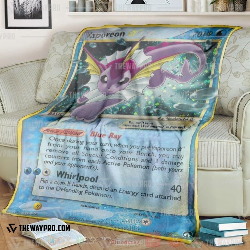 TOP Pokemon Anime Vaporeon Gold Star Soft Blanket 6