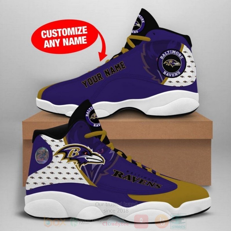 TOP Baltimore Ravens Football Team NFL Custom Name Jordan 13 Retro