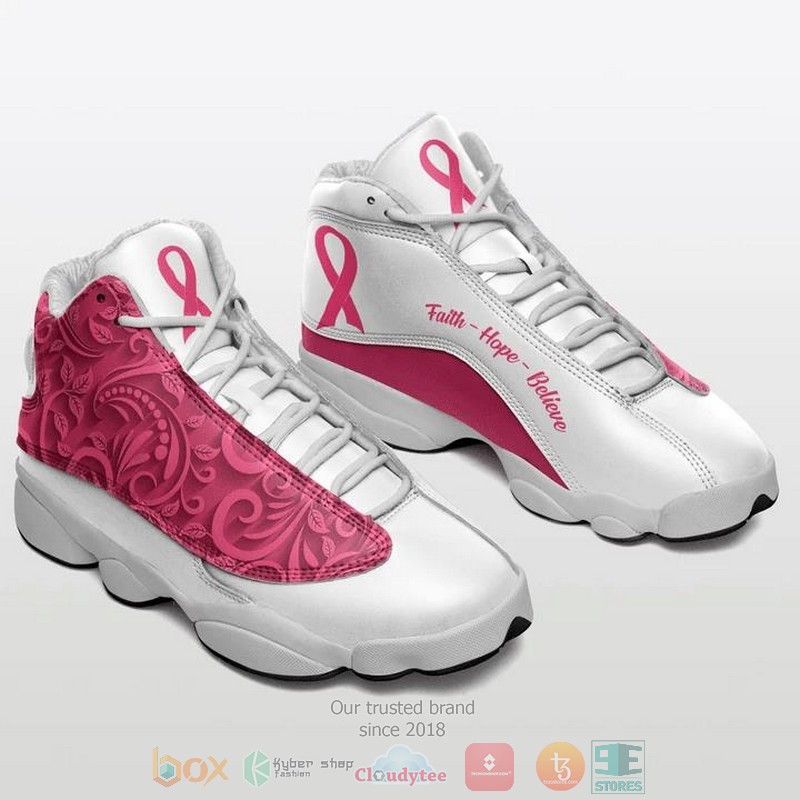 HOT Breast Cancer Faith Hope Believe Air Jordan 13 sneakers 2