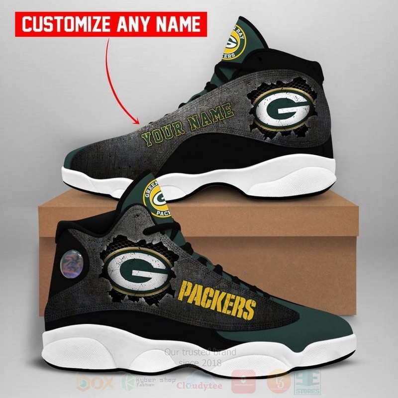 TOP Green Bay Packers NFL Football Team Custom Name Jordan 13 Retro