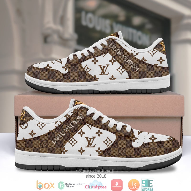 BEST Louis Vuitton LV Caro pattern brown white Low top Air Jordan Sneaker 2