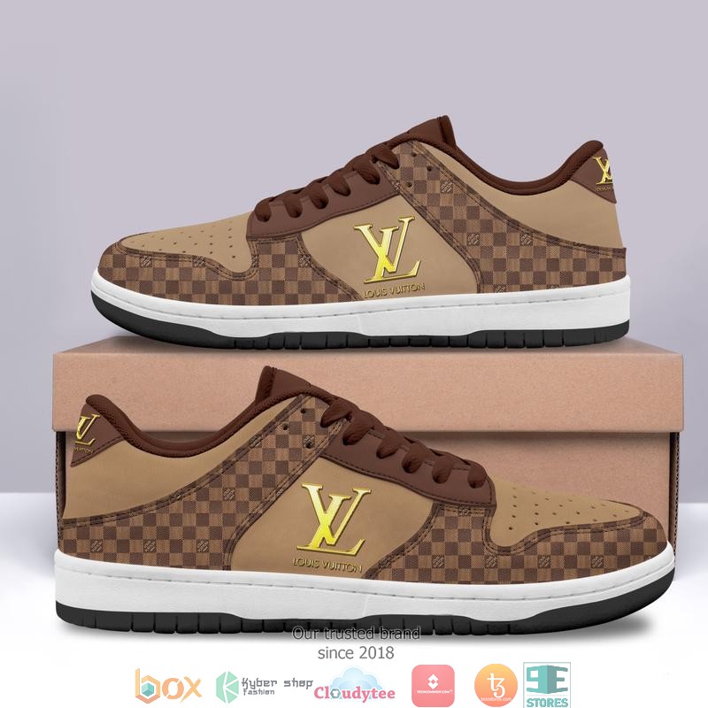 BEST Louis Vuitton LV Gold logo cara pattern brown Low top Air Jordan Sneaker 3