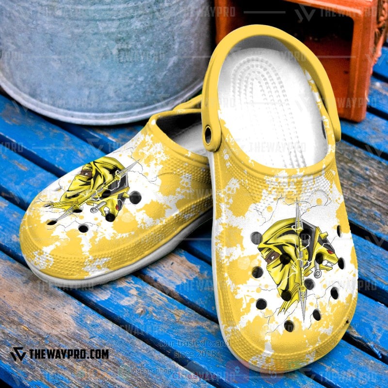 TOP Mighty Morphin Ninjetti Yellow Bear Ranger Crocs Shoes 10