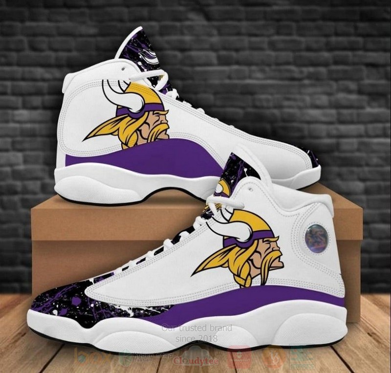 TOP Minnesota Vikings NFL Big Logo Bling Bling Football Team Jordan 13 Retro