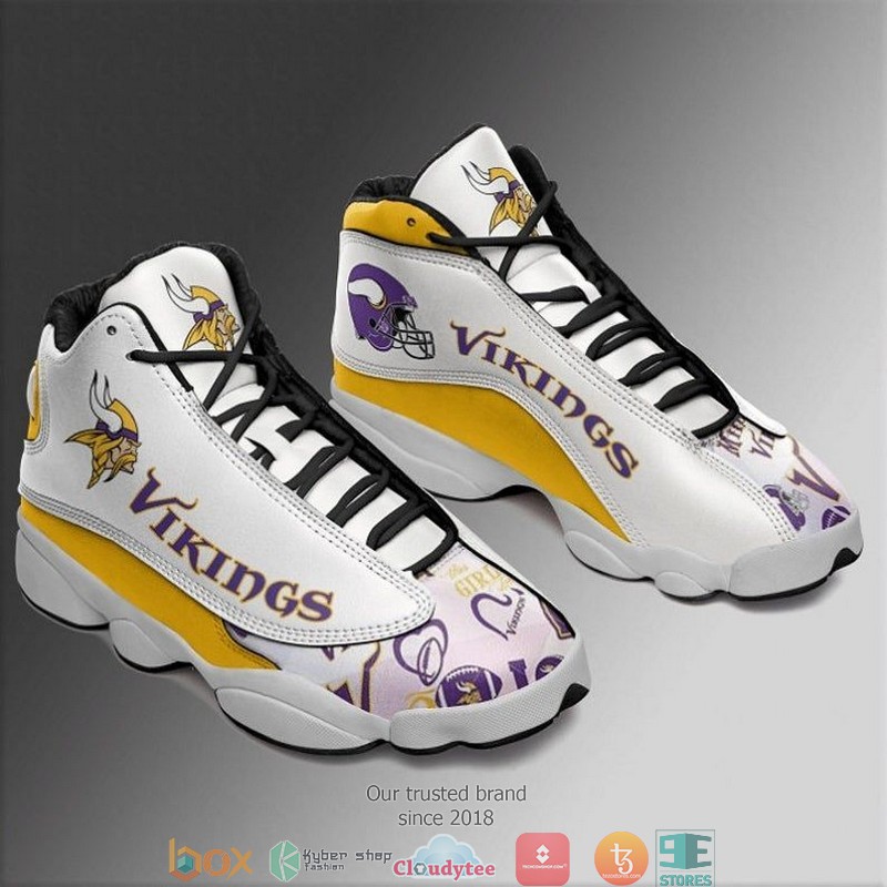 BEST Minnesota Vikings NFL big logo Football Team Air Jordan 13 Sneaker 3