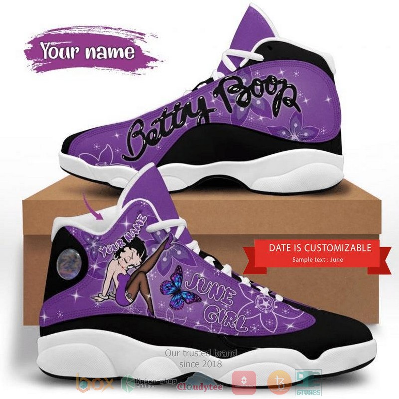 HOT Personalized Betty Boop Cartoon custom purple Air Jordan 13 sneakers 3