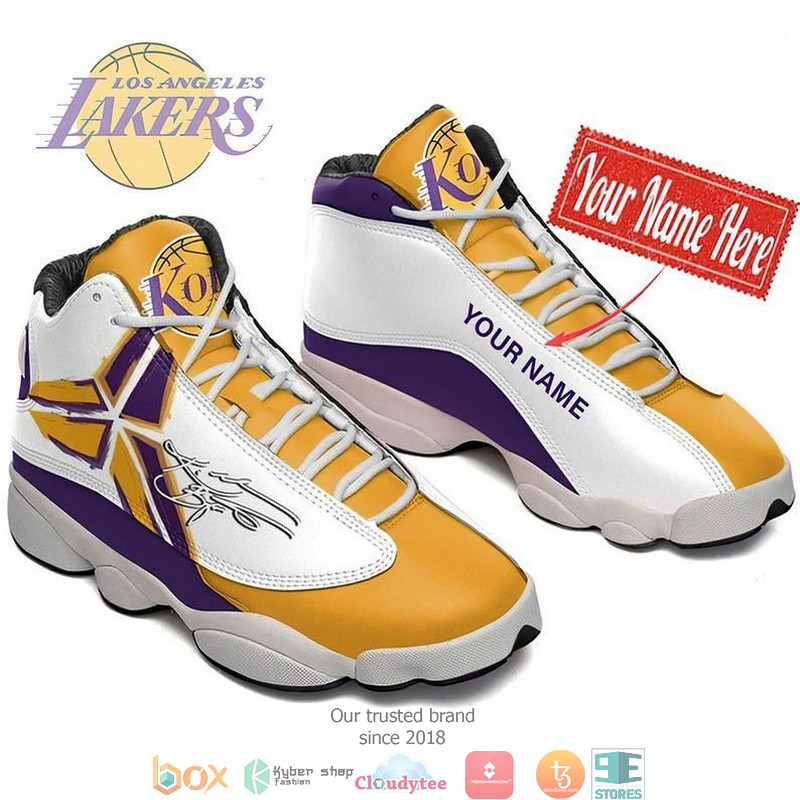 BEST Kobe Bryant Football Los Angeles Lakers NBA big logo 7 Personalized Air Jordan 13 Sneaker 6