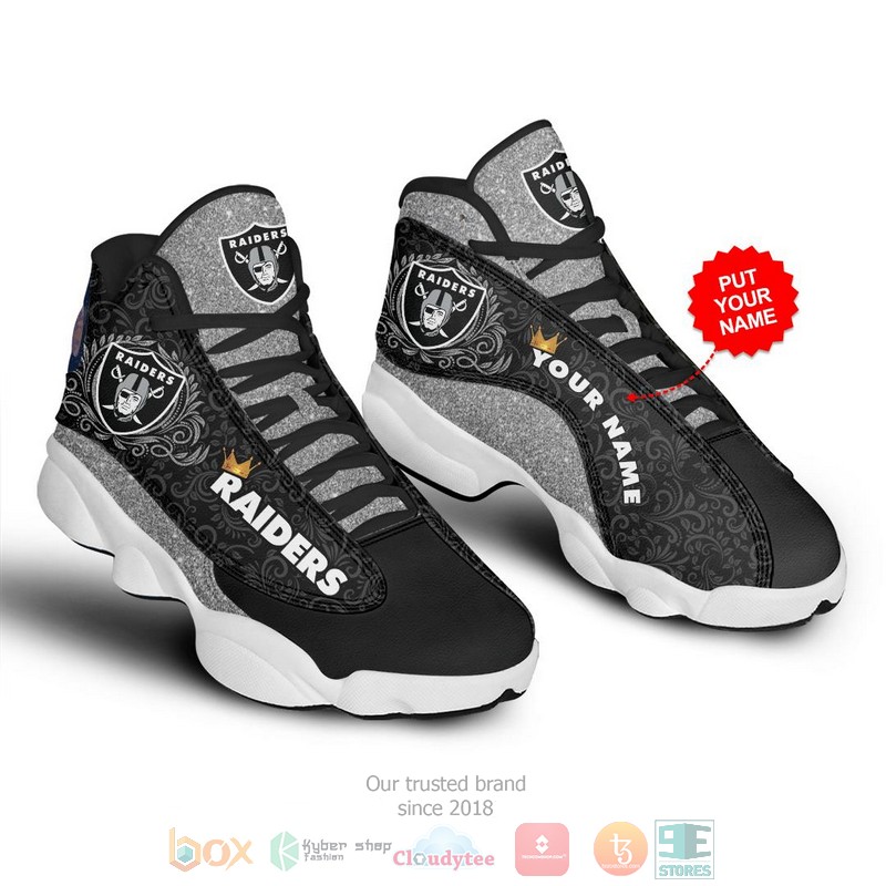 HOT Personalized Las Vegas Raiders NFL custom Air Jordan 13 sneakers 3