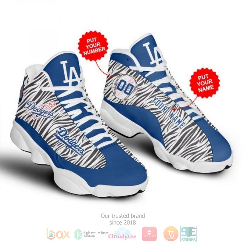 HOT Personalized Los Angeles Dodgers football MLB logo camo custom Air Jordan 13 sneakers 2
