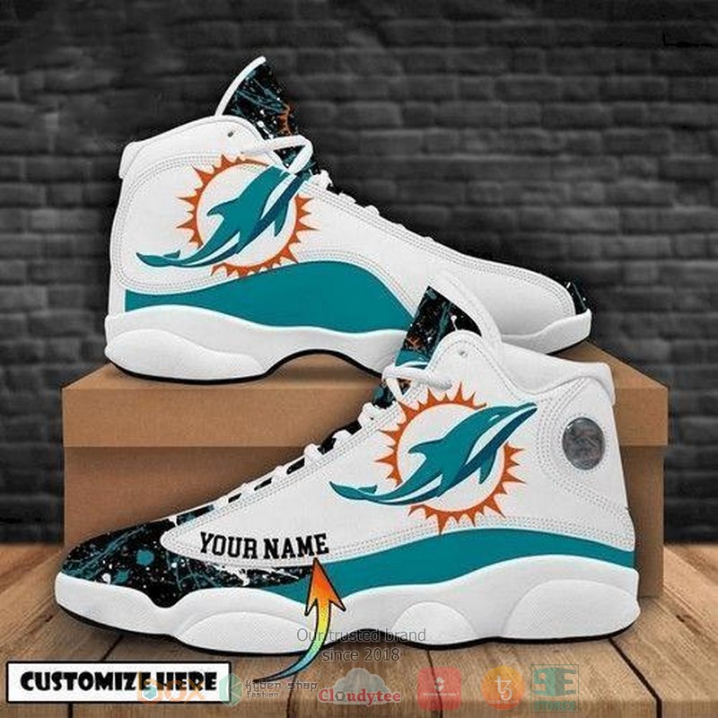 HOT Personalized Miami Dolphins NFL football team logo custom Air Jordan 13 sneakers 2
