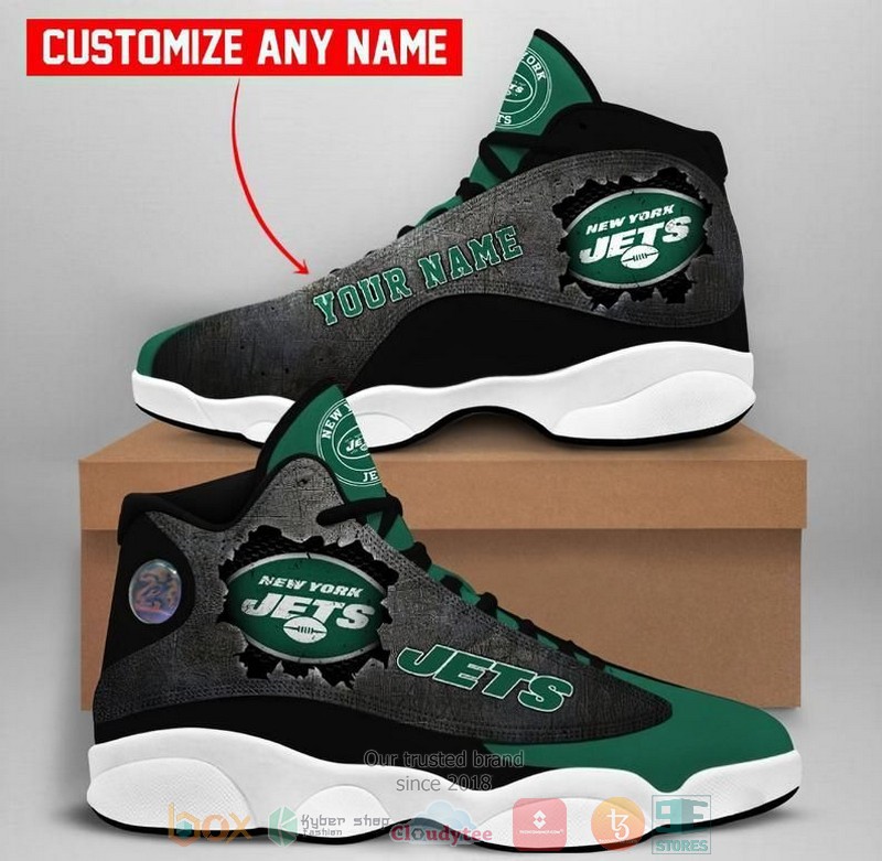 HOT Personalized New York Jets Football NFL logo custom Air Jordan 13 sneakers 2
