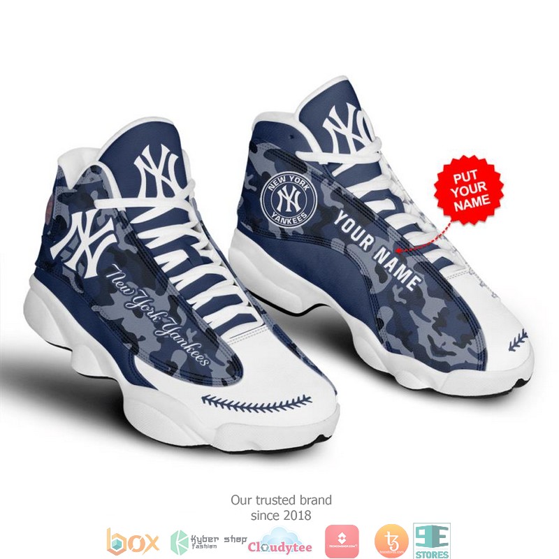 BEST New York Yankees MLB Camo blue Personalized Air Jordan 13 Sneaker 1