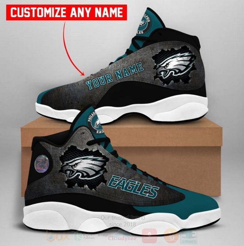 TOP Philadelphia Eagles NFL Big Logo Football Team Custom Name Jordan 13 Retro