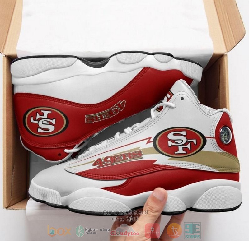 HOT San Francisco 49ers NFL Football Team white red Air Jordan 13 sneakers 2