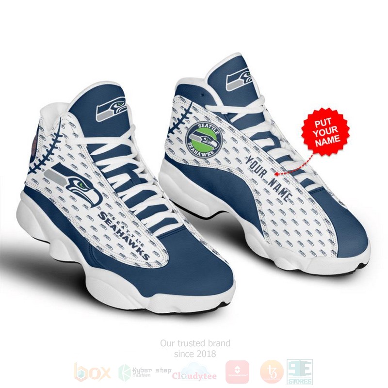 TOP Seattle Seahawks Team NFL Custom Name Jordan 13 Retro