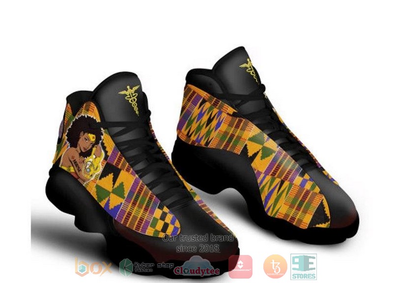HOT Super Nurse Melanated African Pattern Air Jordan 13 sneakers 2
