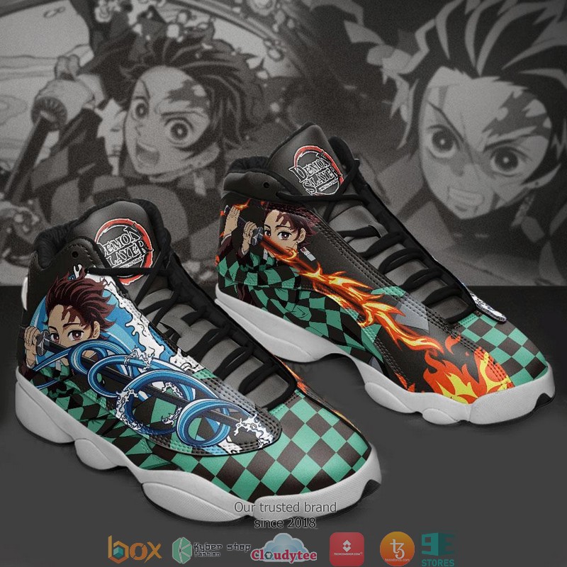 BEST Tanjiro Water And Fire Demon Slayer Anime Air Jordan 13 Sneaker 2