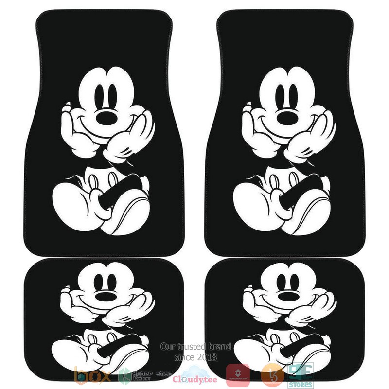 BEST Mice Love Hand Sign Black & White Mickey Mouse Car Floor Mat 11