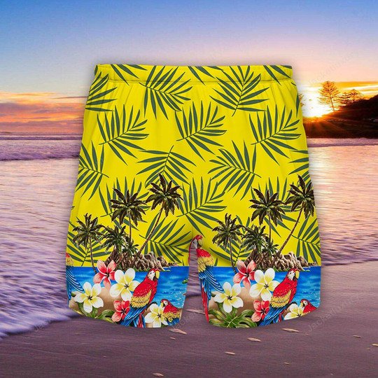 Alternative view of ASM Clermont Auvergne tropical plant yellow Hawaiian Shirt