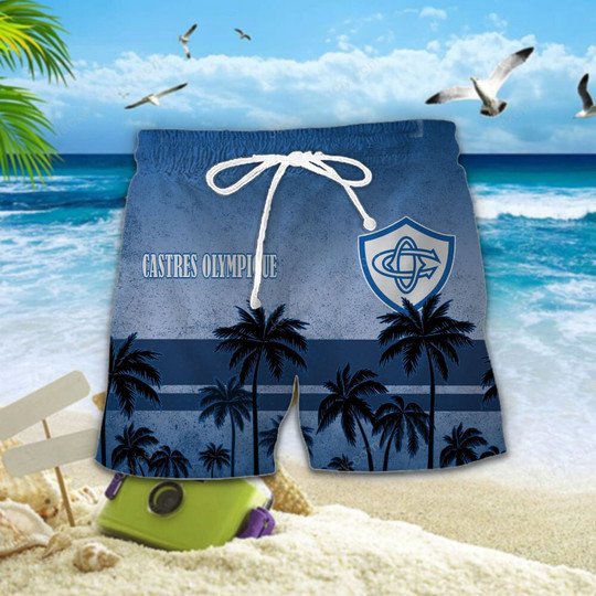 Alternative view of Castres Olympique palm tree Hawaiian Shirt