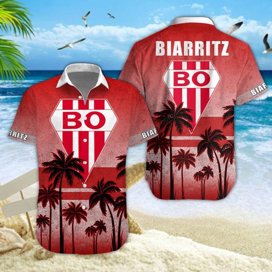Biarritz Olympique palm tree red Hawaiian Shirt 4