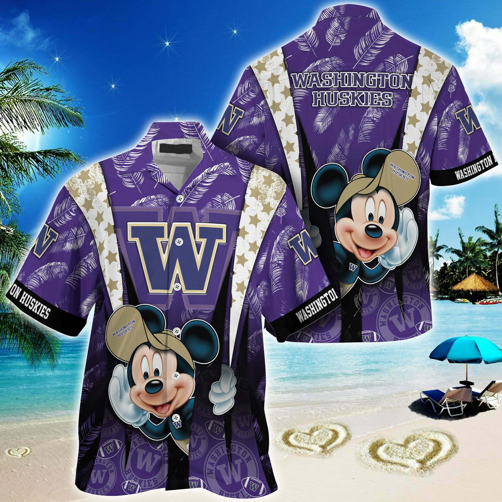 HOT Washington Huskies Mickey Mouse 3D Tropical Shirt 2