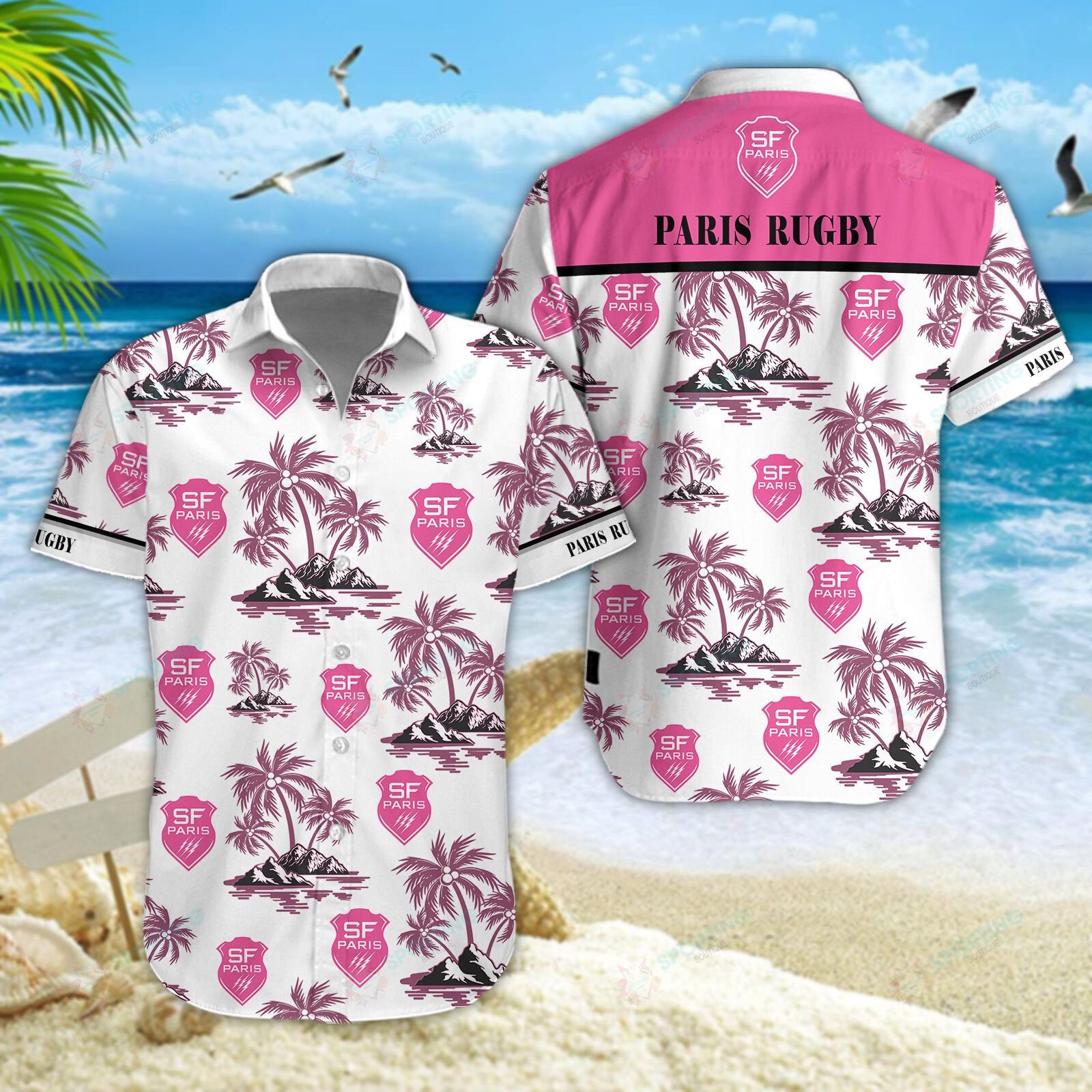 Stade Francais 3D Hawaiian Shirt, Shorts 4
