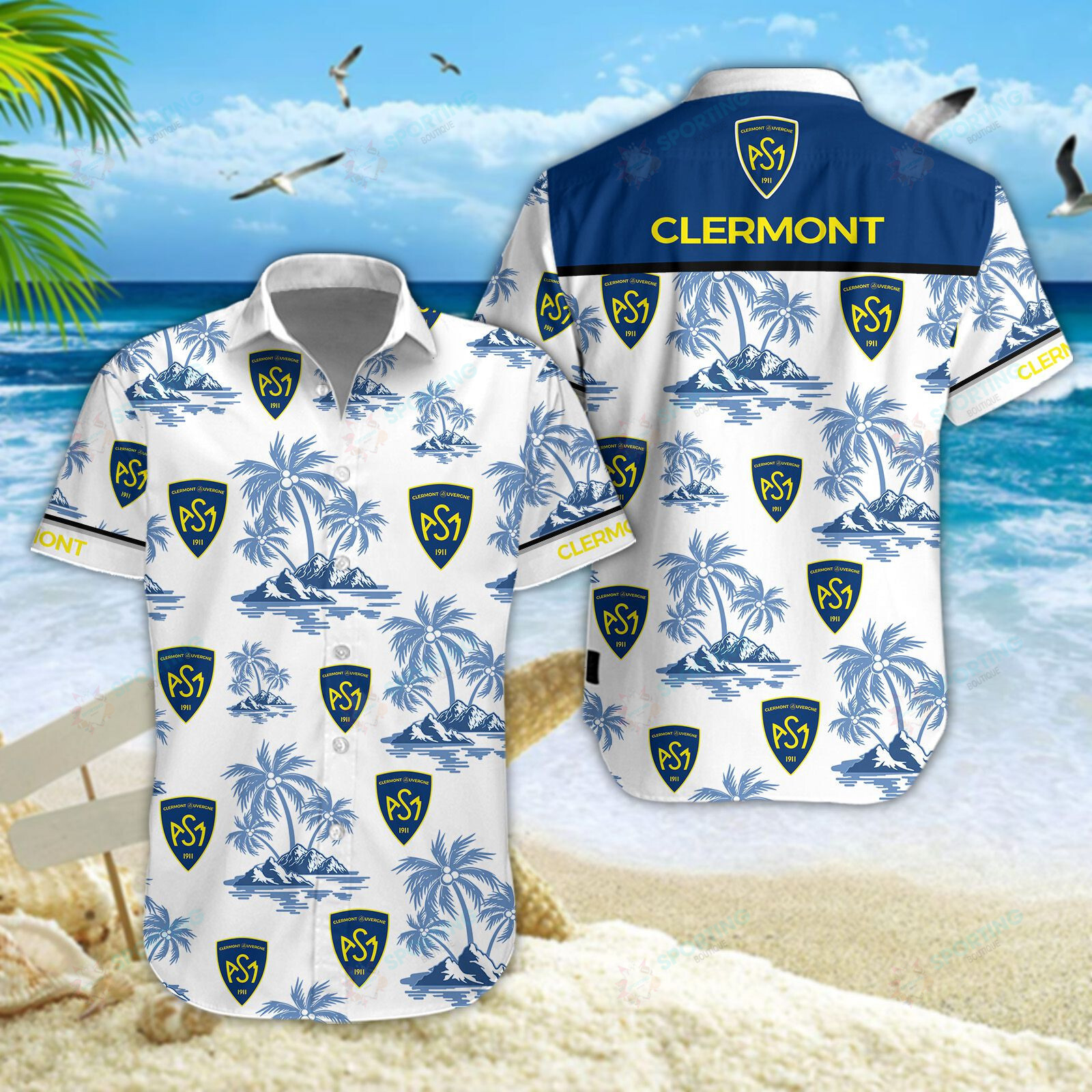 ASM Clermont Auvergne 3D Hawaiian Shirt, Shorts 4