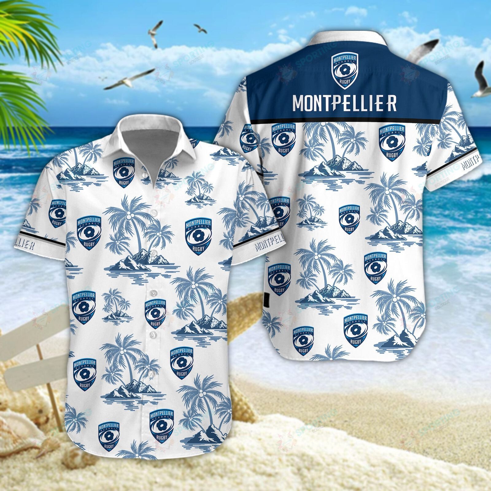 Montpellier Herault Rugby 3D Hawaiian Shirt, Shorts 6