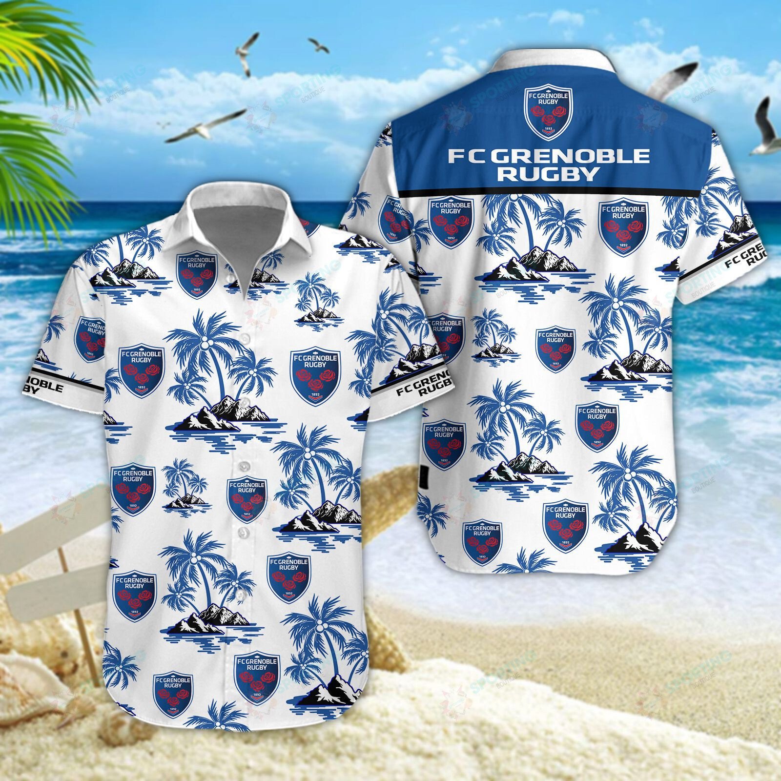 FC Grenoble Rugby 3D Hawaiian Shirt, Shorts 4