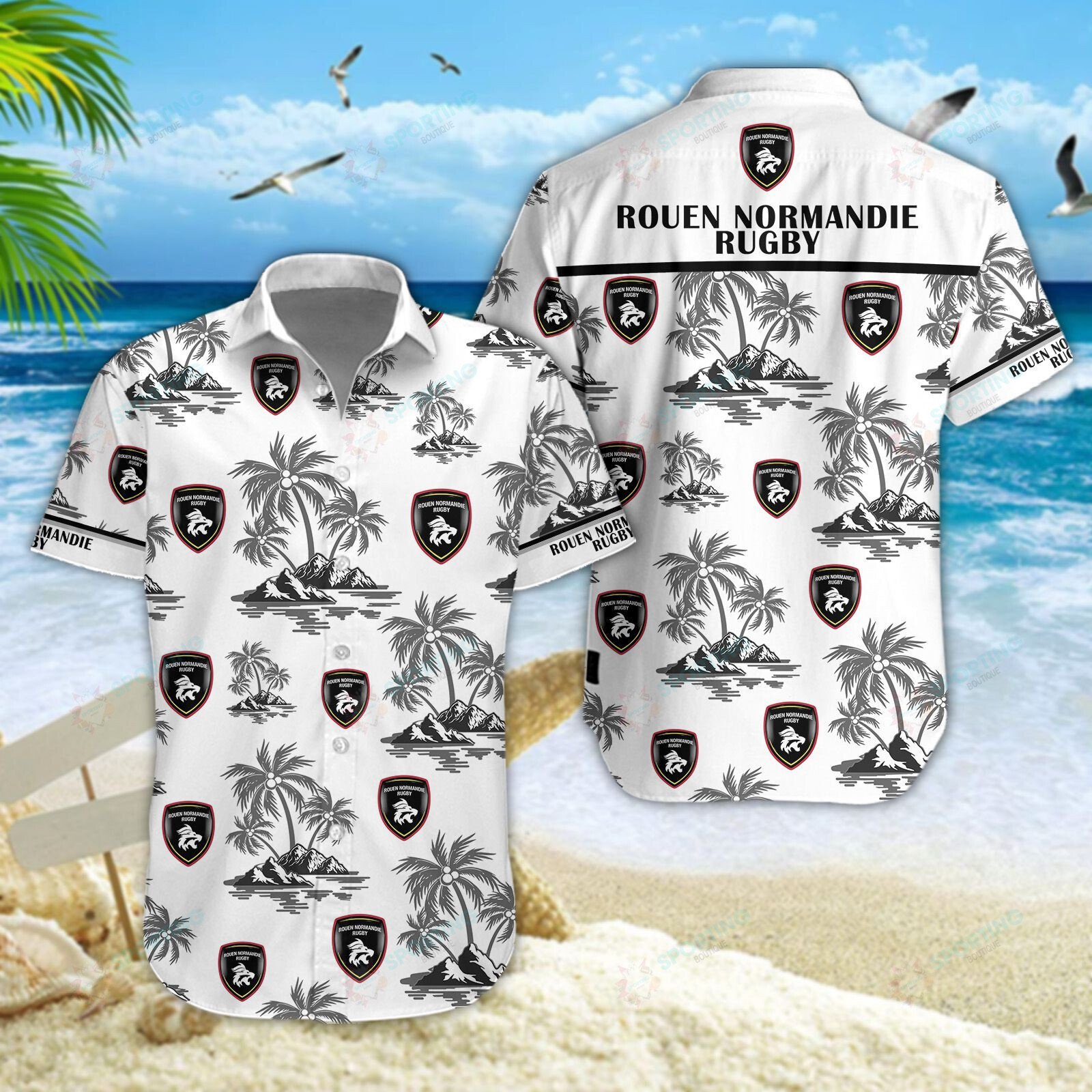 Rouen Normandie Rugby 3D Hawaiian Shirt, Shorts 5