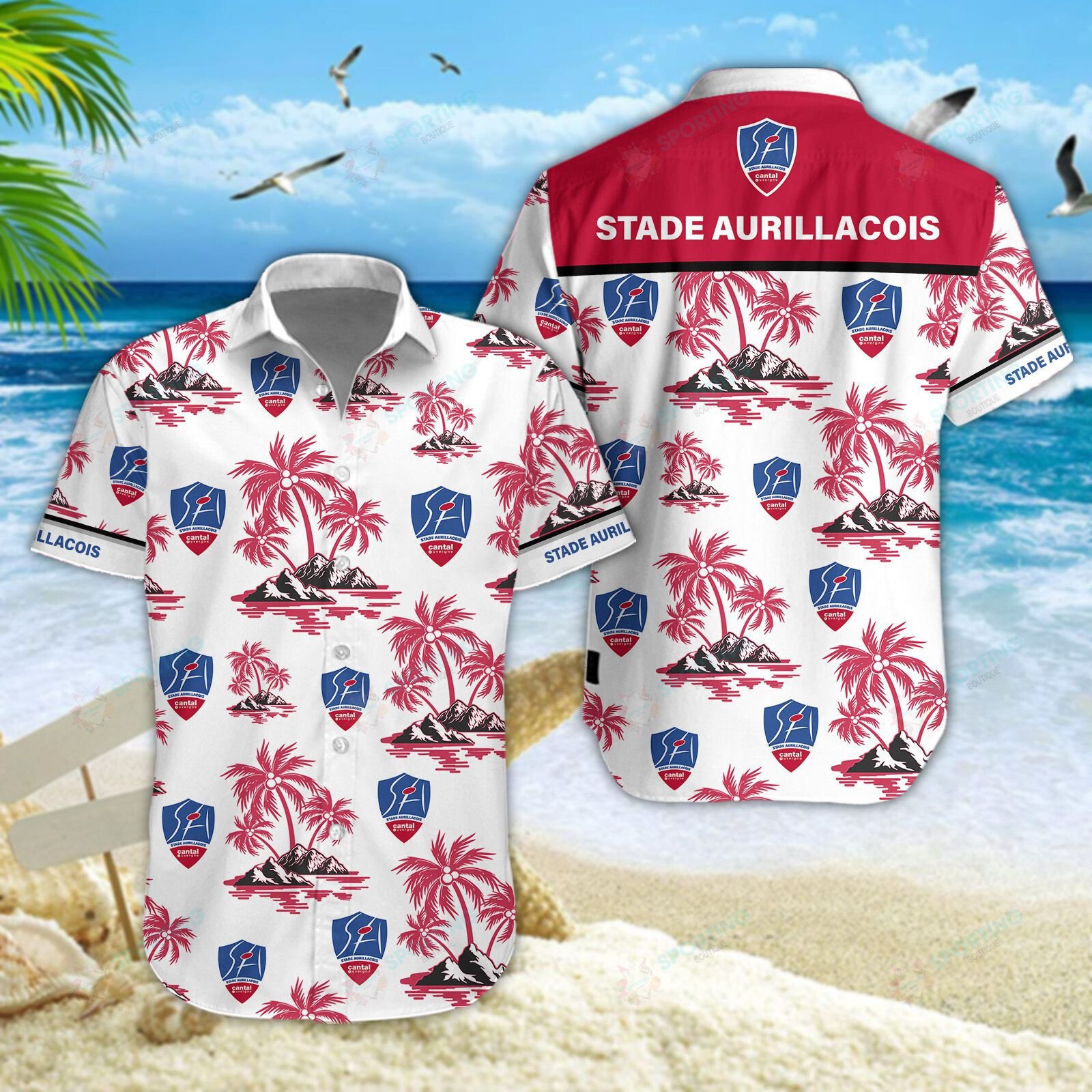 Stade Aurillacois Cantal Auvergne 3D Hawaiian Shirt, Shorts 5