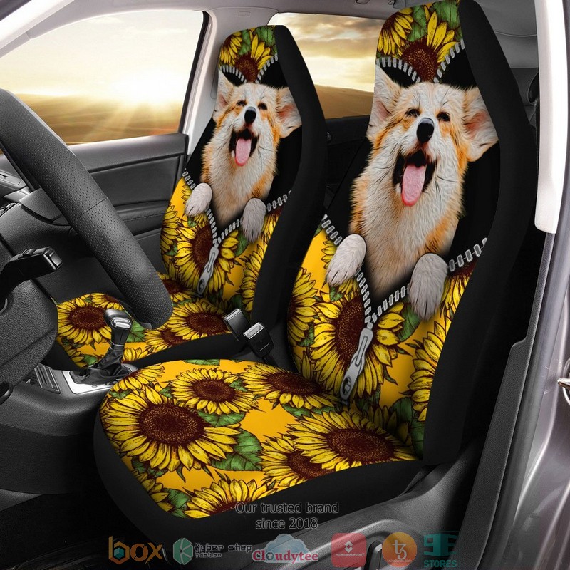 BEST Cute Sunflower Corgi Car Seat Cover 7