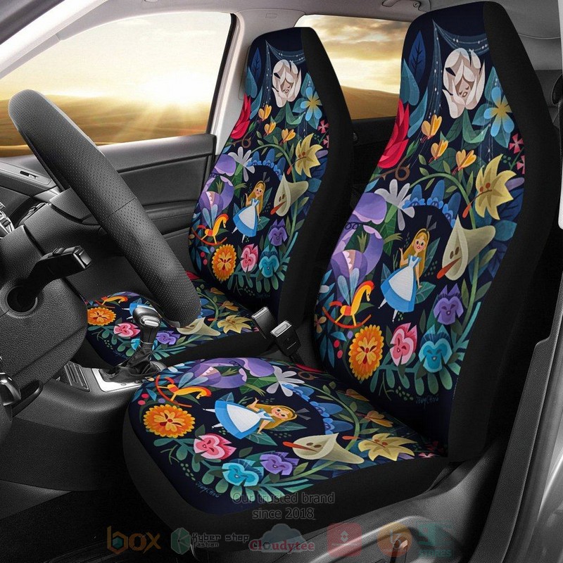 HOT Alice Flower Patterns Alice In The Wonderland Disney Cartoon Car Seat Cover 8
