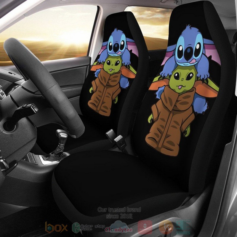 BEST Baby Yoda And Stitch Cute Disney Cartoon Car Seat Covers 6