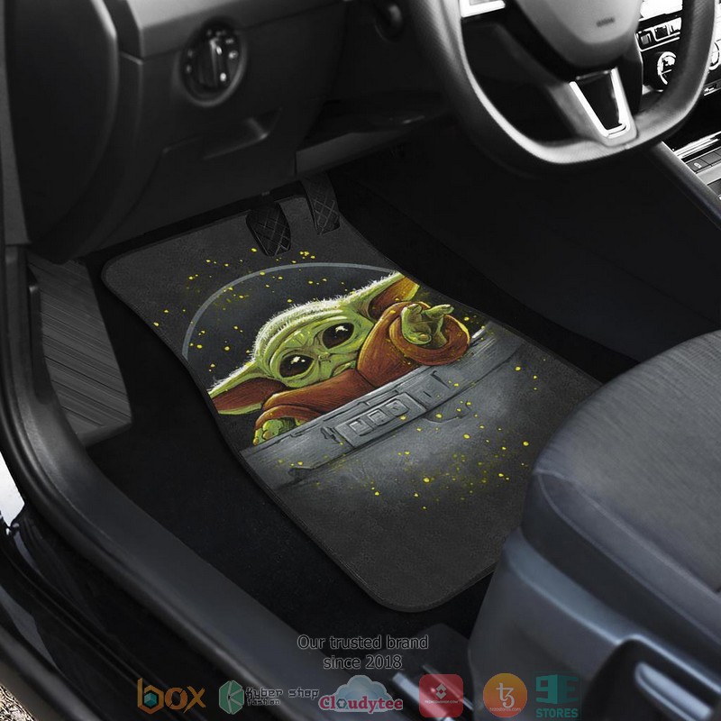 BEST Baby Yoda Art black Car Floor Mat 3