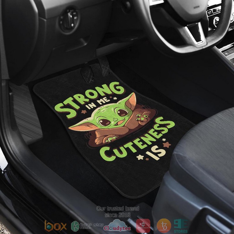 BEST Baby Yoda Strong in me Cuteness is black Car Floor Mat 15