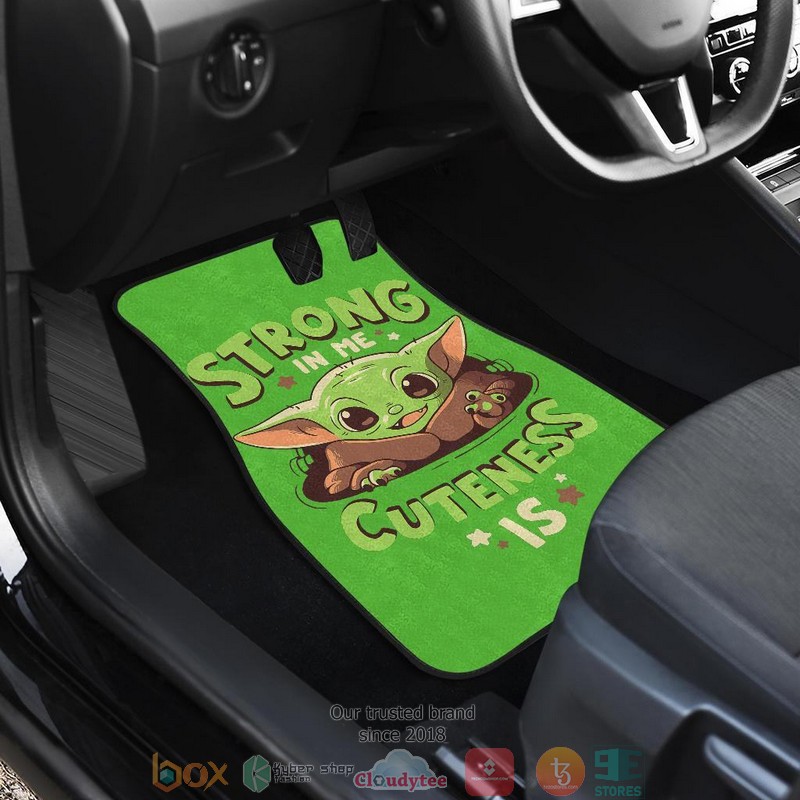 BEST Baby Yoda Strong in me Cuteness is green Car Floor Mat 3