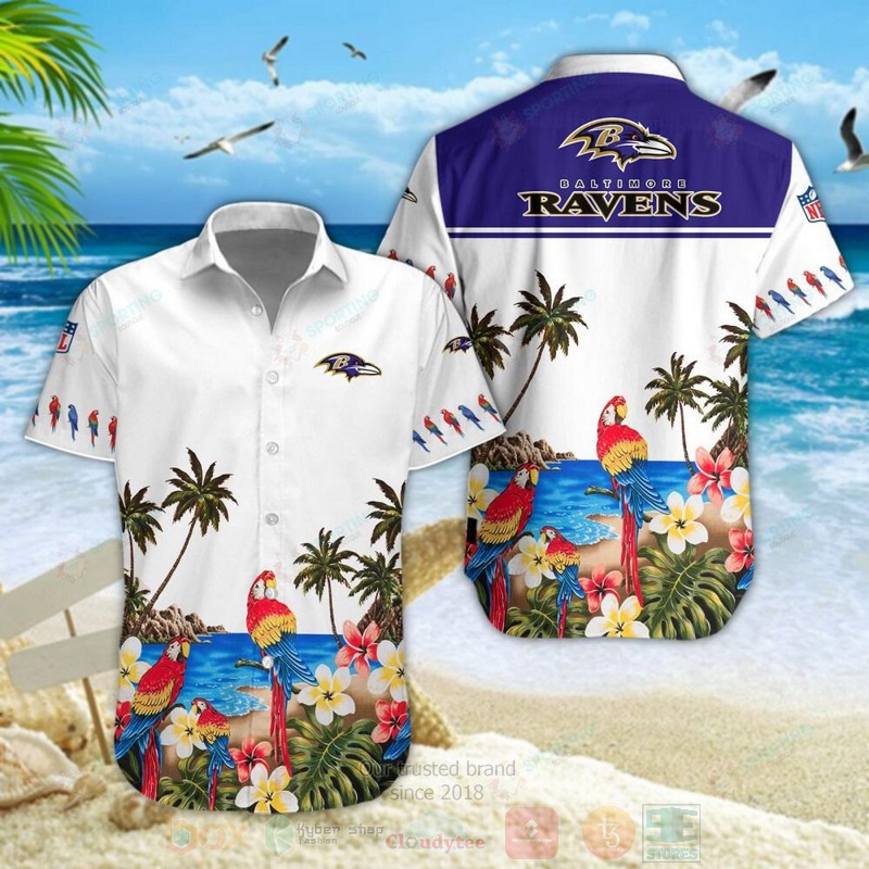 STYLE Baltimore Ravens NFL Parrot Short Sleeve Hawaii Shirt 2