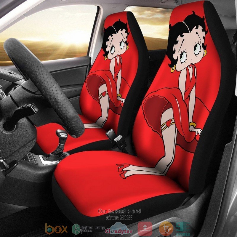 BEST Betty Boop Betty Boop Sexy Red Dress With Dog Cartoon Car Seat Cover 11