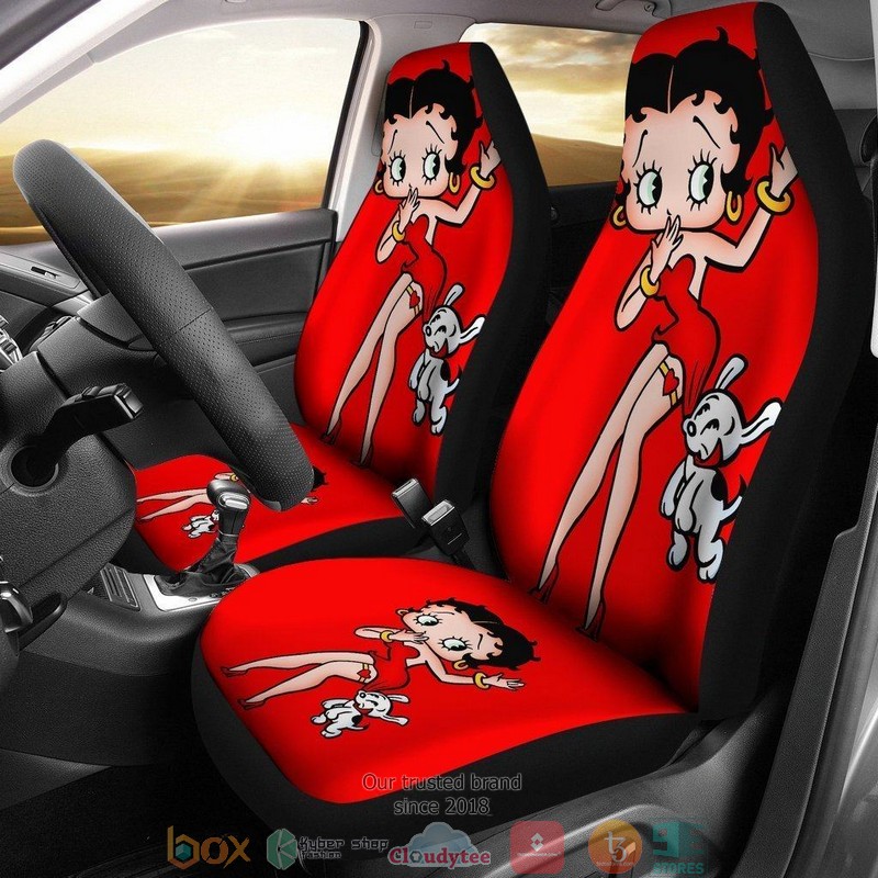 BEST Betty Boop Betty Boop Sexy Red Dress With Dog Cartoon Car Seat Cover 1