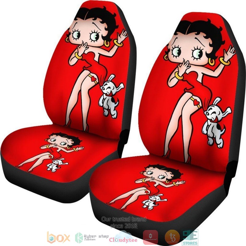 BEST Betty Boop Betty Boop Sexy Red Dress With Dog Cartoon Car Seat Cover 14